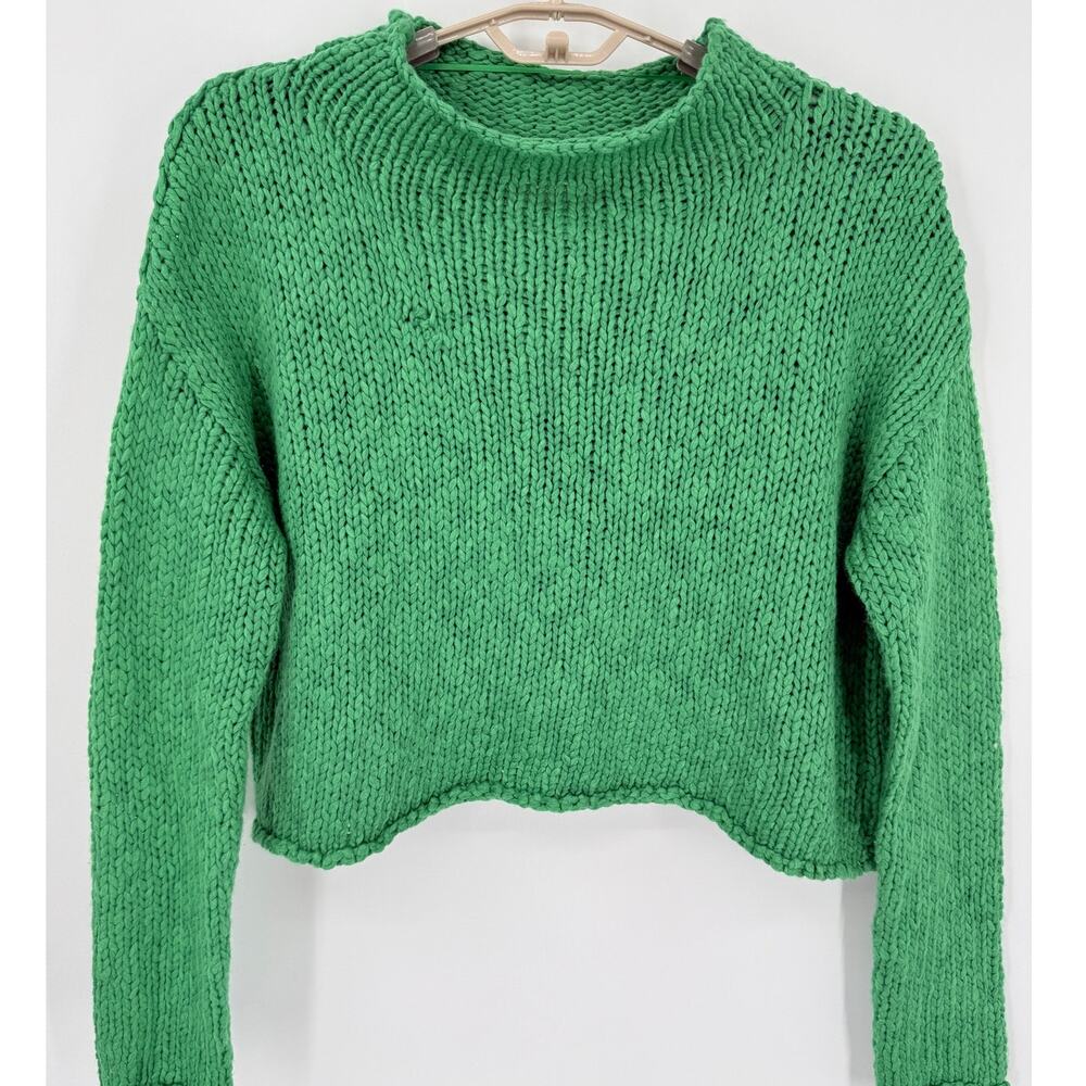 Free People Opal Roll Neck Knit Sweater Ivy Green Size Large NWT Flaw